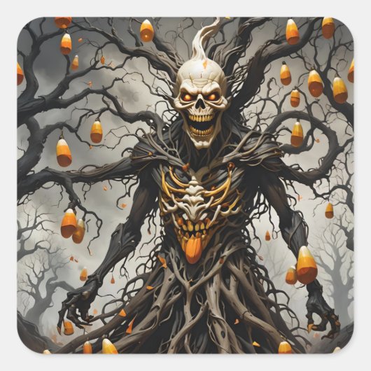 Candy Corn Man Quadratischer Aufkleber (Vorderseite)