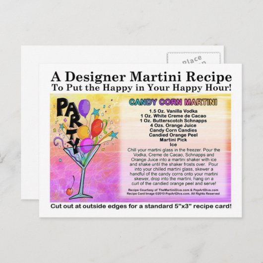 Candy Corn Martini Rezept Karte Postkarte (Vorne/Hinten)