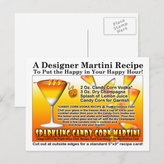 Candy Corn Martini Rezept Postkarte (Vorne/Hinten)
