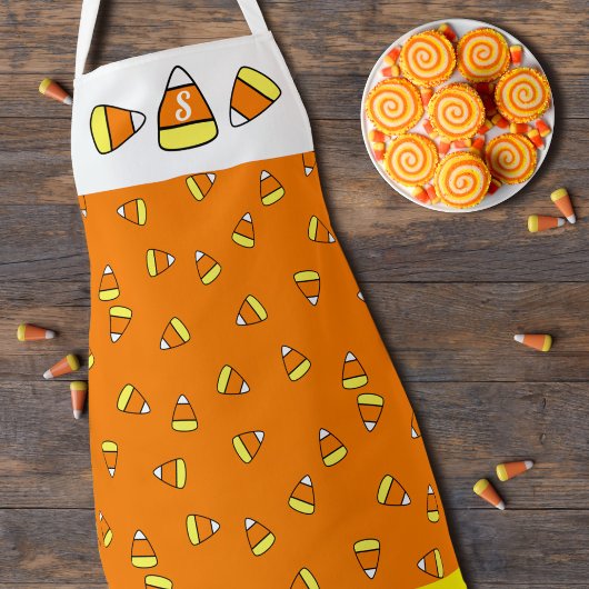 Candy Corn Monogram Orange Halloween Schürze