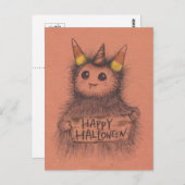 Candy Corn Monster Halloween Postkarte (Vorne/Hinten)