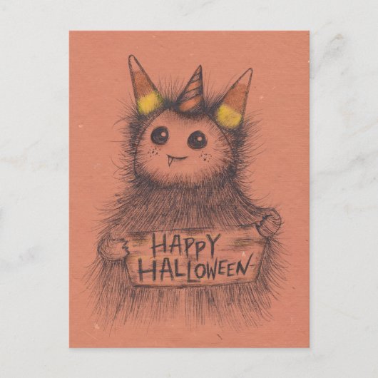 Candy Corn Monster Halloween Postkarte (Vorderseite)
