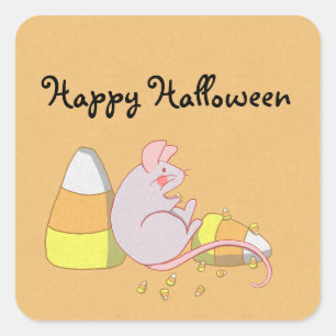 Candy Corn Mouse Quadratischer Aufkleber