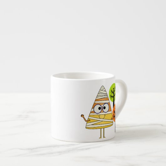 Candy Corn Mummy Halloween Espressotasse (Vorderseite Rechts)