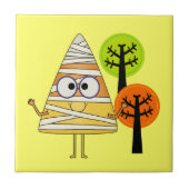 Candy Corn Mummy Halloween Fliese (Vorderseite)