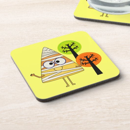 Candy Corn Mummy Halloween Getränkeuntersetzer (Linke Seite)