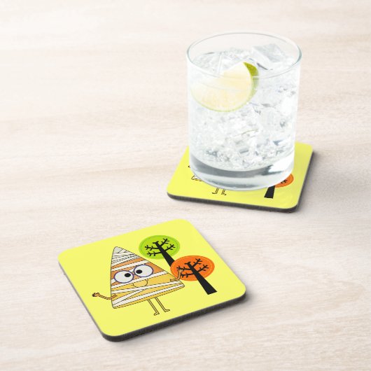 Candy Corn Mummy Halloween Getränkeuntersetzer (Rechte Seite)