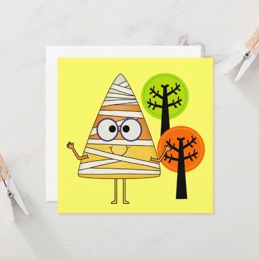 Candy Corn Mummy Halloween Karte (Vorderseite/Rückseite Beispiel)