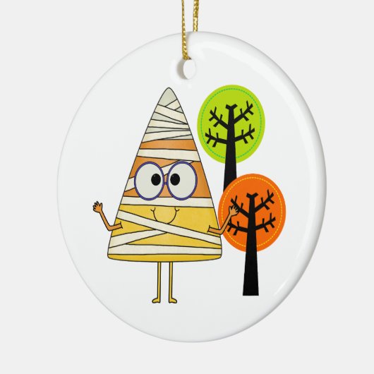 Candy Corn Mummy Halloween Keramikornament (Links)