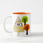 Candy Corn Mummy Halloween Zweifarbige Tasse (Links)