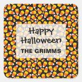 Candy Corn Muster Halloween Benutzerdefiniert Quadratischer Aufkleber (Vorderseite)