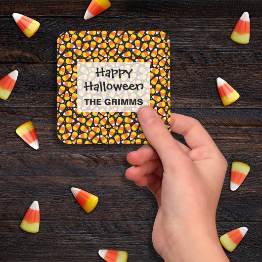 Candy Corn Muster Halloween Benutzerdefiniert Quadratischer Aufkleber