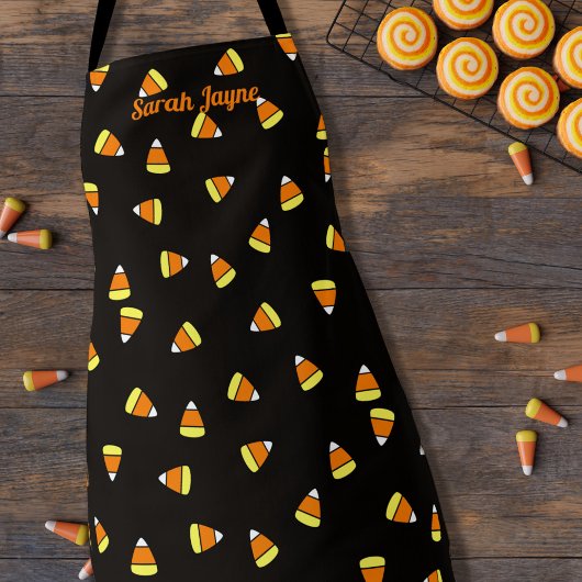 Candy Corn Muster Name Fun Black Halloween Schürze