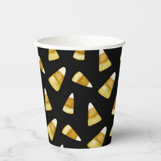 Candy Corn Oktober Halloween-Party Black Pappbecher (Vorderseite)