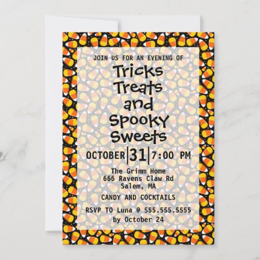 Candy Corn Pattern Halloween-Party Einladung (Vorderseite)