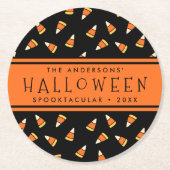 Candy Corn Personalisiertes Halloween-Party Runder Pappuntersetzer (Vorderseite)
