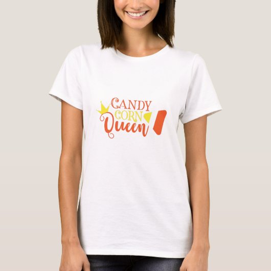 Candy Corn Queen Funny Niedlich Halloween T-Shirt (Vorderseite)