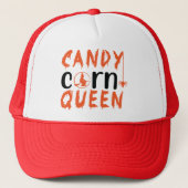 Candy Corn Queen Hexe Halloween Truckerkappe (Vorderseite)