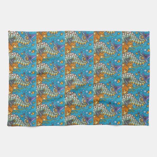 CANDY CORN SEEPFERD WITCH, UNTER DEM MEER HALLOWEE GESCHIRRTUCH (Horizontal)