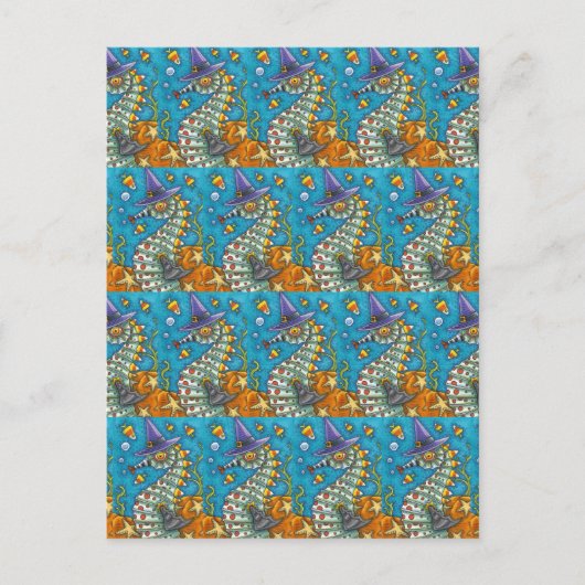 CANDY CORN SEEPFERD WITCH, UNTER DEM MEER HALLOWEE POSTKARTE (Vorderseite)