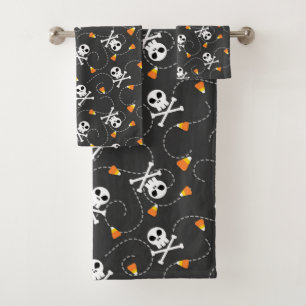 Candy Corn, Skulls und Crossbones Badhandtuch Set