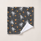Candy Corn, Skulls und Crossbones Badhandtuch Set (Waschlappen)