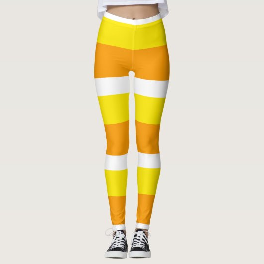 Candy Corn Stripes Fall Leggings (Vorderseite)