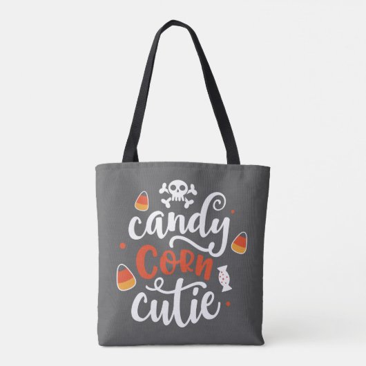 Candy Corn Süsse Modern Fun Gray Halloween Tasche (Rückseite)