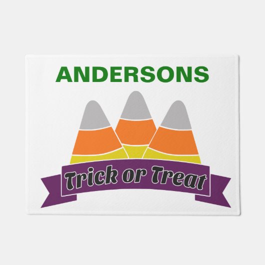 Candy Corn Trick oder Behandeln Personalisiert Fußmatte (Vorderseite)