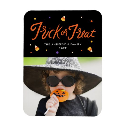 Candy Corn Trick oder Treat Foto Halloween Magnet (Vertikal)