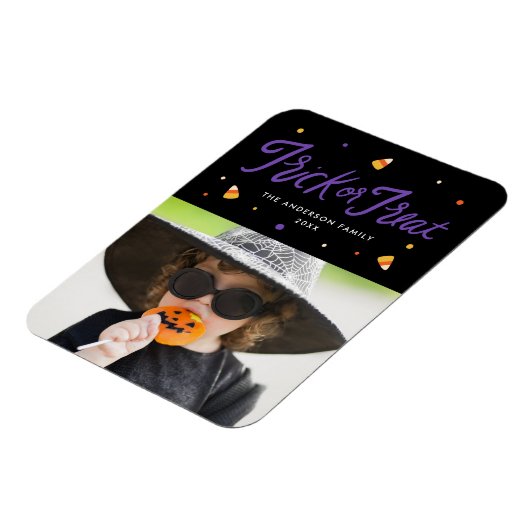 Candy Corn Trick oder Treat Foto Halloween Magnet (Linke Seite)