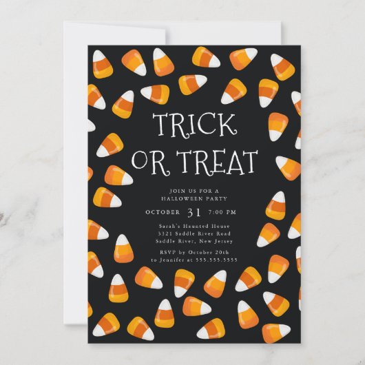Candy Corn Trick oder Treat Halloween Einladung (Vorderseite)