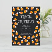 Candy Corn Trick oder Treat Halloween Einladung (Stehend Vorderseite)