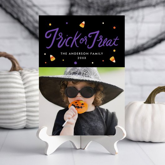Candy Corn Trick oder Treat Halloween Foto Card