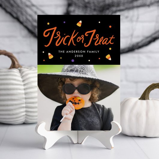 Candy Corn Trick oder Treat Halloween Foto Card