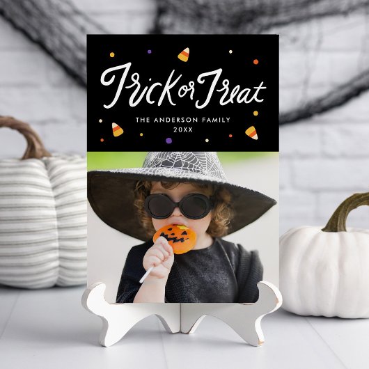 Candy Corn Trick oder Treat Halloween Foto Card