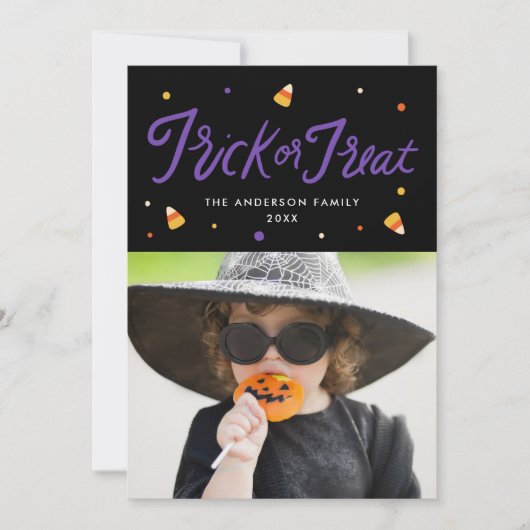 Candy Corn Trick oder Treat Halloween Foto Card (Vorderseite)