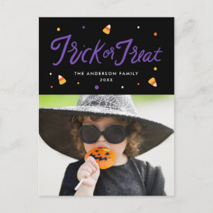 Candy Corn Trick oder Treat Halloween Foto Feiertagspostkarte