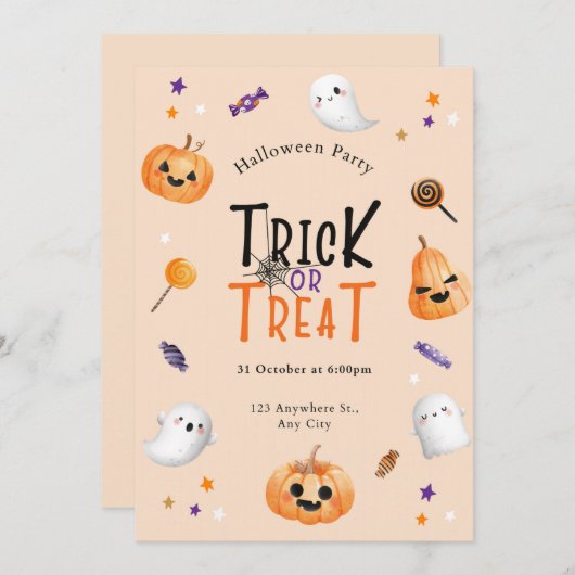 Candy Corn Trick oder Treat Halloween-Party Invita Einladung (Vorne/Hinten)