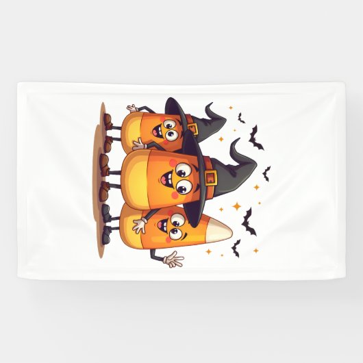 Candy Corn Trio � Lustige Halloween-Figuren Banner (Horizontal)
