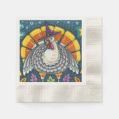 CANDY CORN TÜRKEI, ERNTEDANK FOLK ART BIRD SERVIETTE (Vorderseite)