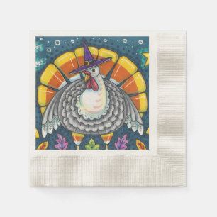 CANDY CORN TÜRKEI, ERNTEDANK FOLK ART BIRD SERVIETTE