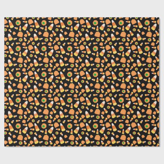 Candy Corn und Pumpkins Wrapping Paper Geschenkpapier (Flach)