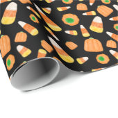 Candy Corn und Pumpkins Wrapping Paper Geschenkpapier (Rolleneckpunkt)