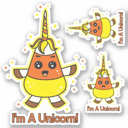 Candy Corn Unicorn Aufkleber (Vorderseite)