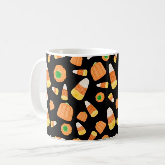 Candy Corns und Pumpkins Tasse (Vorderseite Links)