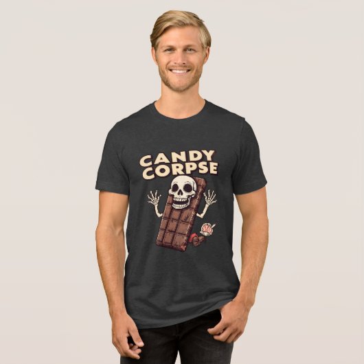 Candy Corpse Funny Halloween Candy Pub Tri-Blend Shirt (Vorderseite voll)