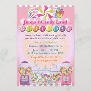 Candy Counter Land Pink Geburtstag Einladung
