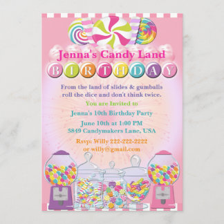 Candy Counter Land Pink zum Geburtstag Einladung