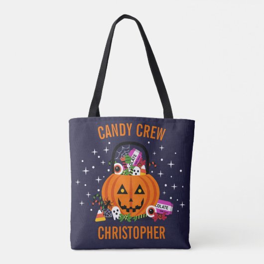 Candy Crew Pumpkin Bucket Personalisiert Halloween Tasche (Rückseite)